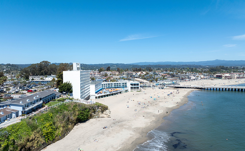 Cowell Beach skyline with calm blue waters